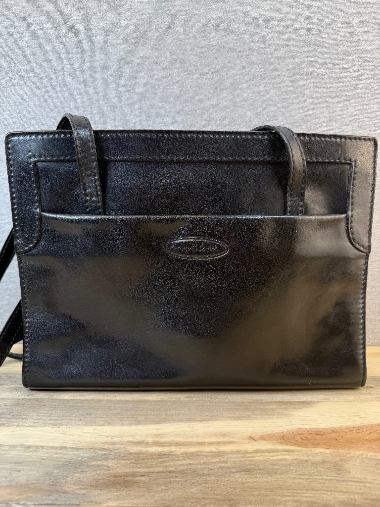 Maxwell Scott Italian Leather Black Work Tote Zip Closure Pocket Double Strap